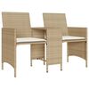 vidaXL Patio Sofa 2-Seater with Table and Stools Beige Poly Rattan