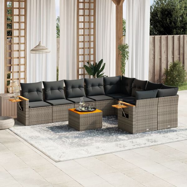 vidaXL Garden Sofa Set Grey, Dark Grey