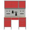 vidaXL Work Cabinet with Drawer with Lock 8 pcs Red 150 x 55 x 200 cm
