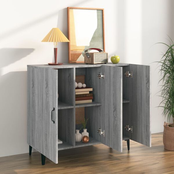 vidaXL Sideboard Grey sonoma Engineered wood, Metal Medium Sideboard