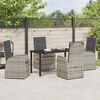 vidaXL Garden Dining Set with Cushion 5 pcs Grey Poly Rattan