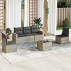 vidaXL Garden Sofa Set Light grey PE Rattan 6 Piece Adjustable Feet