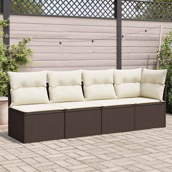 vidaXL Garden Sofa Brown, Cream White