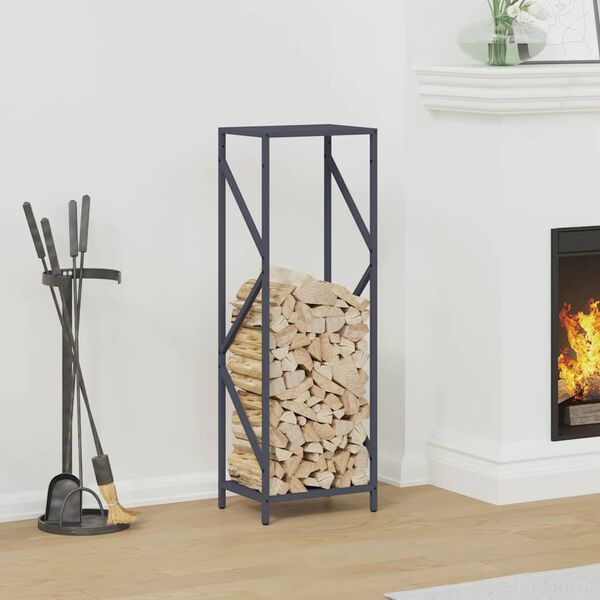 vidaXL Firewood Rack Anthracite 13.4x9.8x39.4" Cold-rolled steel