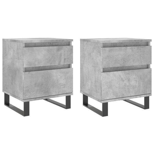 vidaXL Bedside Cabinet Set of 2 Concrete Grey Engineered wood, Metal