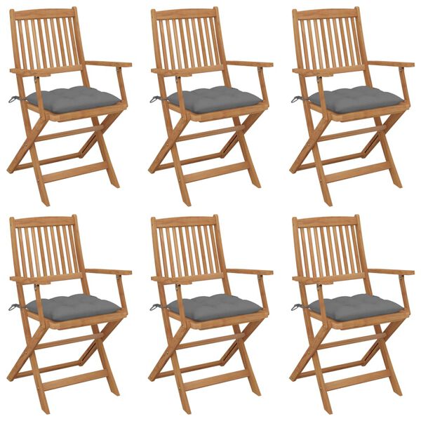 vidaXL Garden Chair Set of 6 Natural Wood Solid Acacia Wood Standard