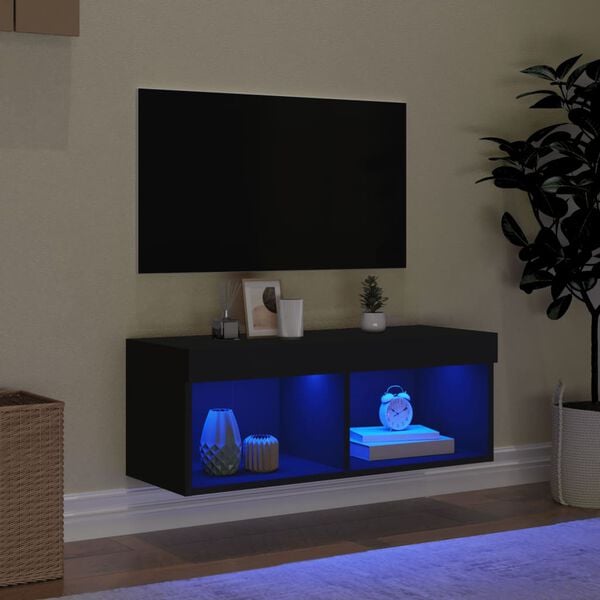 vidaXL TV Cabinet Black Engineered wood Medium TV Cabinet Rectangular