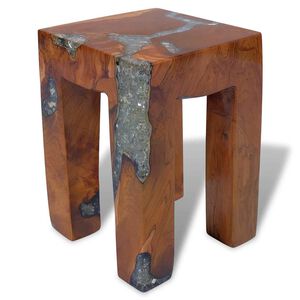 vidaXL Stool Multicolor Solid teak wood 11.8x11.8x15.7 in