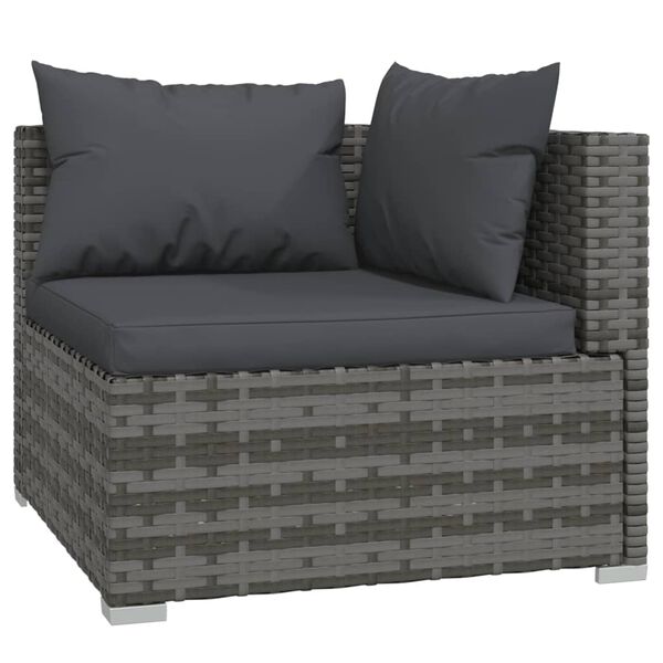 vidaXL Garden Lounge Set Grey PE Rattan, Powder-Coated Steel, Plastic, Glass