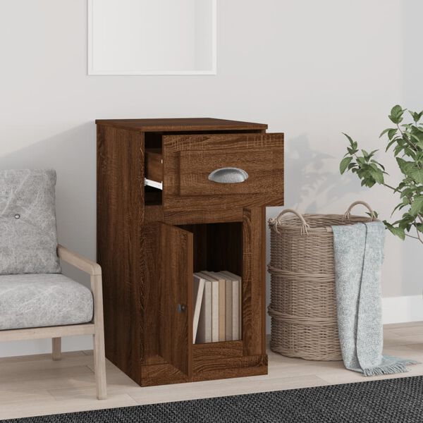vidaXL Side Cabinet Brown Oak Engineered Wood Medium Side Cabinet