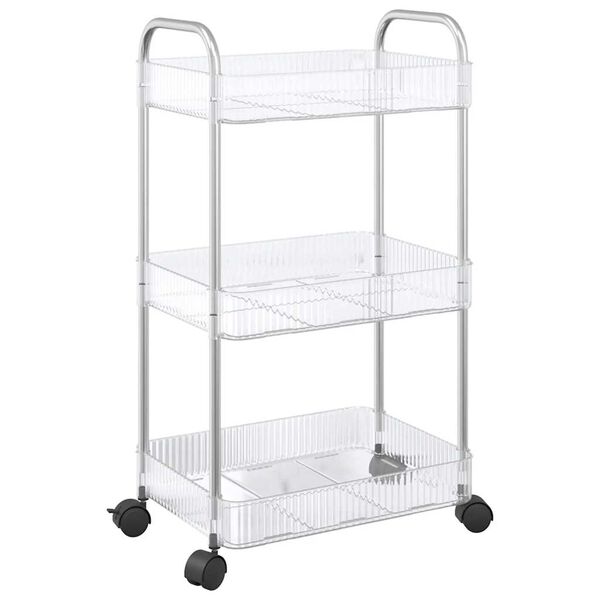 vidaXL Storage Trolley 3-Tier Transparent 14.6x11.0x26.8" Acrylic