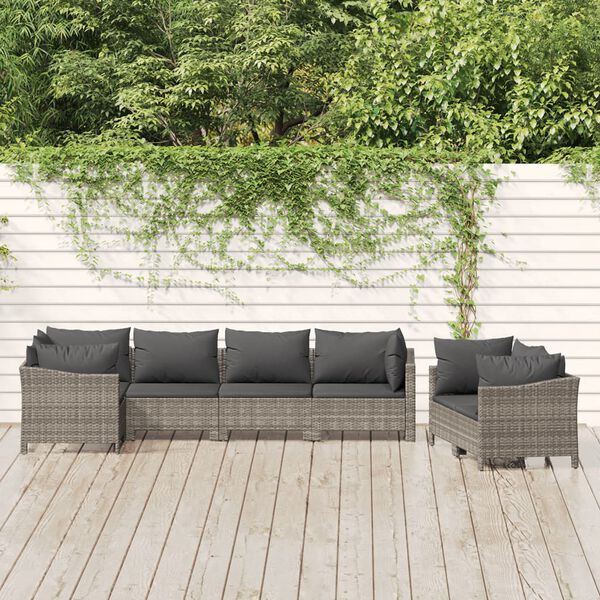 vidaXL Garden Lounge Set Gray PE rattan, Powder-coated steel Large