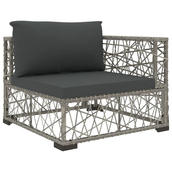 vidaXL Garden Lounge Set Grey PE Rattan Medium Modular
