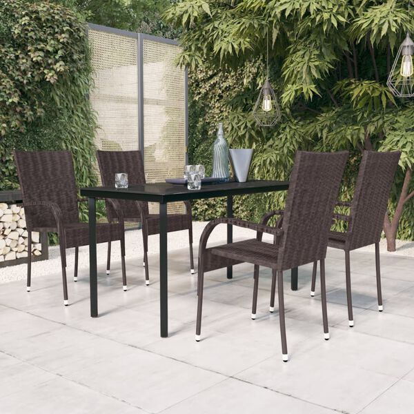 vidaXL Garden Dining Set Brown and Black