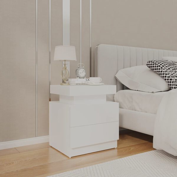 vidaXL Bedside Cabinet White Engineered wood 17.7 x 13.8 x 20.5 in