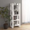 vidaXL Book Cabinet White Solid Pine Wood Medium Book Cabinet