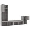vidaXL TV Wall Unit Grey sonoma Engineered wood, glass Large