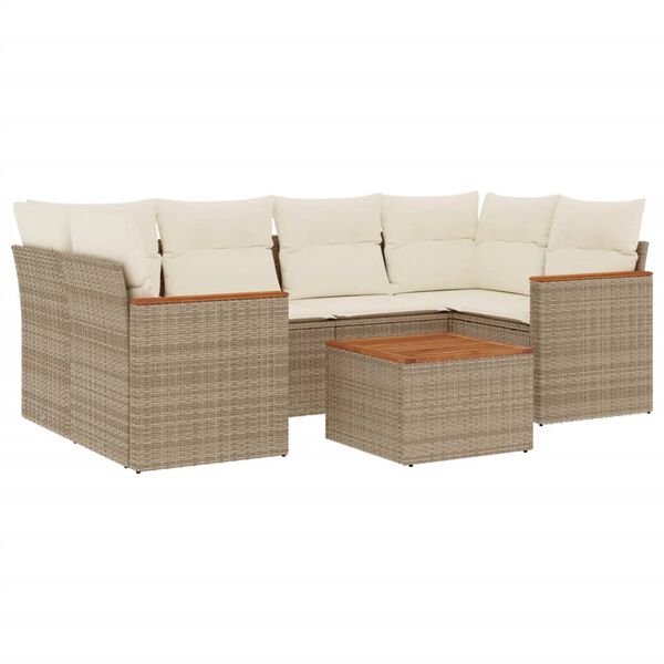 vidaXL Garden Sofa Set Beige PE rattan, powder-coated steel, acacia wood