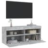 vidaXL TV Wall Stand with LED Lights Concrete Gray 39.4"x11.8"x15.7"