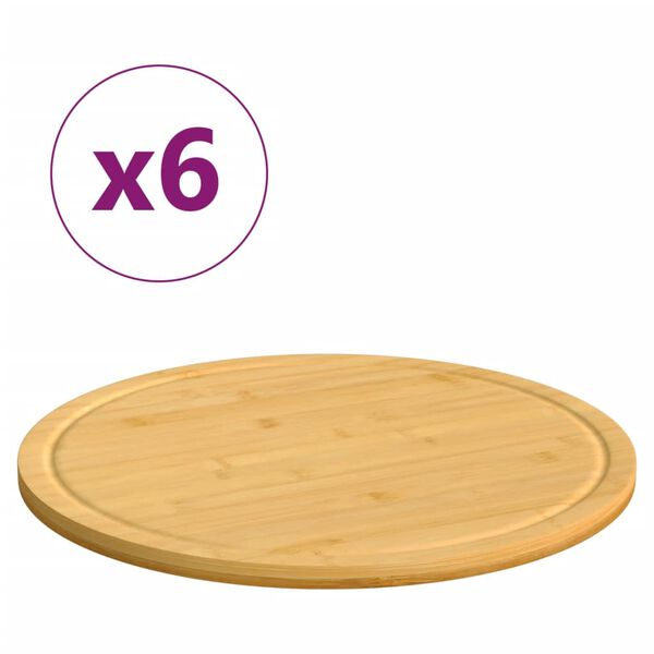 vidaXL Chopping Boards 6 pcs Ø11.8"x0.6" Bamboo
