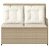 vidaXL Reclining Patio Bench Beige PE Rattan, powder-coated steel, polyester