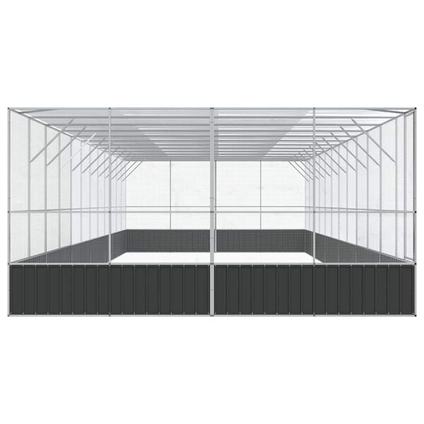 vidaXL Aviary Silver and anthracite Galvanized steel Large Aviary
