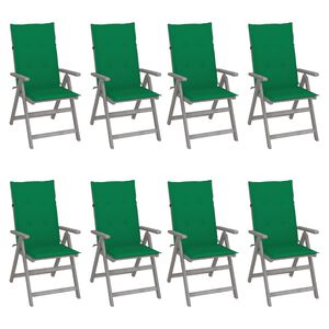 vidaXL Garden Chair Set of 8 Grey Solid Acacia wood, 100% polyester fabric