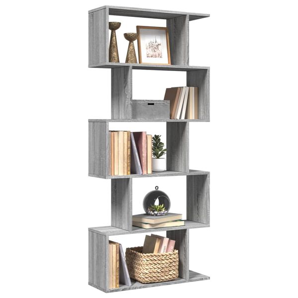 vidaXL Room Divider Bookcase Grey Sonoma Engineered Wood Large