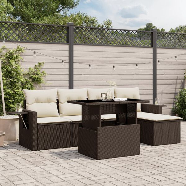 vidaXL Garden Sofa Set Brown PE rattan 6 Piece Modular Garden Sofa Set