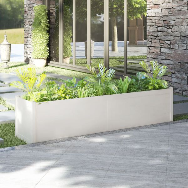 vidaXL Large Planter White Solid Pinewood Durable Rectangular