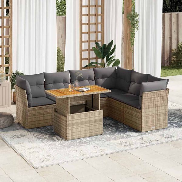vidaXL Garden Sofa Set Beige, Light Grey
