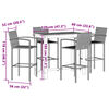 vidaXL Garden Bar Set Grey Solid Acacia wood, PE rattan, Powder-coated steel