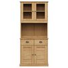 vidaXL Highboard Honey Solid pine wood, engineered wood, metal, glass