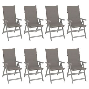 vidaXL Garden Chair Set of 8 Grey Solid acacia wood Standard Foldable