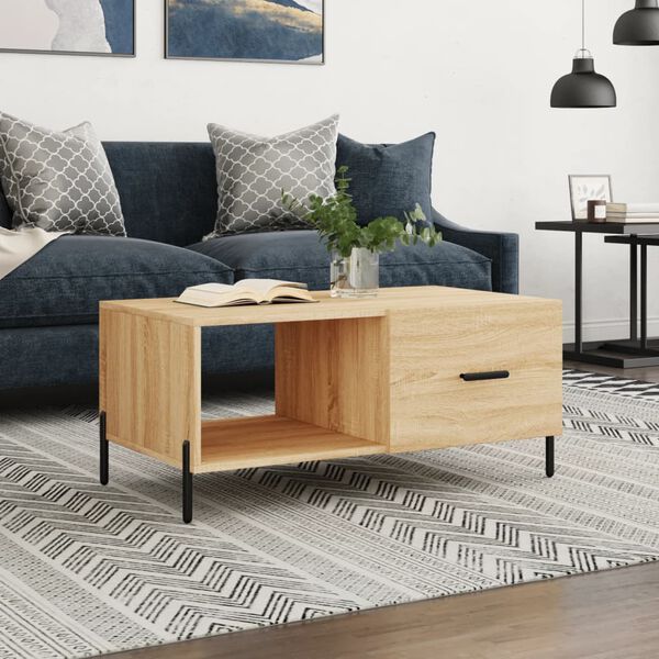 vidaXL Coffee Table Sonoma Oak Engineered Wood, Iron 35.4 x 19.7 x 15.7 in