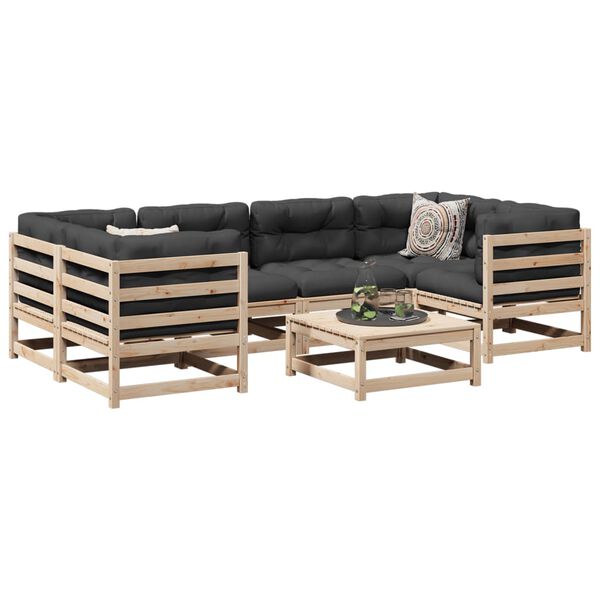 vidaXL Garden Sofa Set Natural Wood Solid Pine wood Large Modular