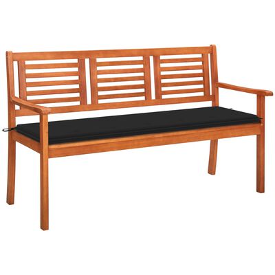 vidaXL 3-Seater Patio Bench with Cushion 23.3" Solid Eucalyptus Wood