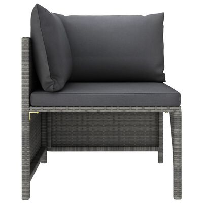 vidaXL 5 Piece Patio Sofa Set with Cushions Gray Poly Rattan