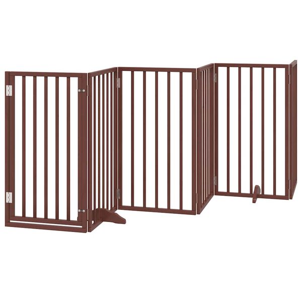 vidaXL Dog Gate Set of 6 Brown Poplar Wood 118.1 in total length