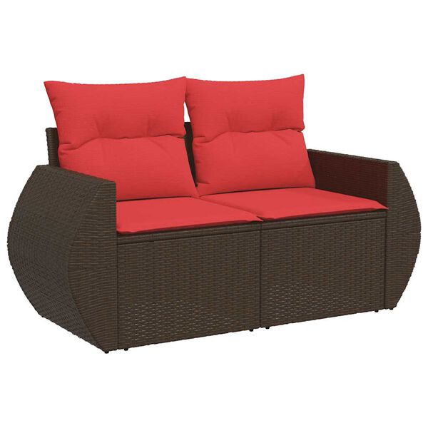 vidaXL 6 Piece Patio Sofa Set with Cushions Brown Poly Rattan