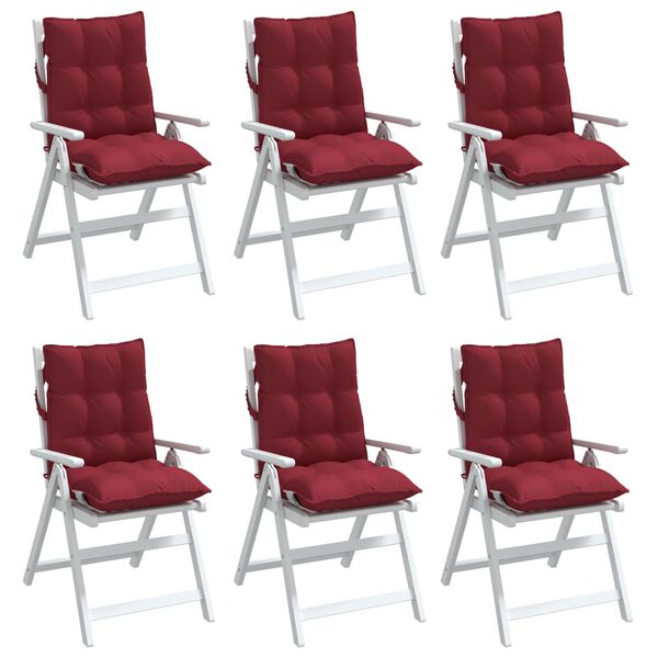 vidaXL Lowback Chair Cushion Set of 6 Wine Red