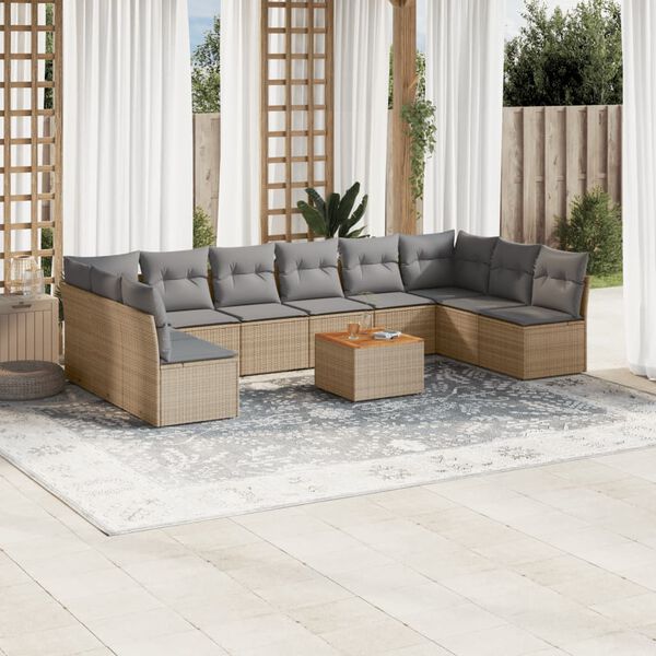 vidaXL Garden Sofa Set Mix Beige PE Rattan Large Modular