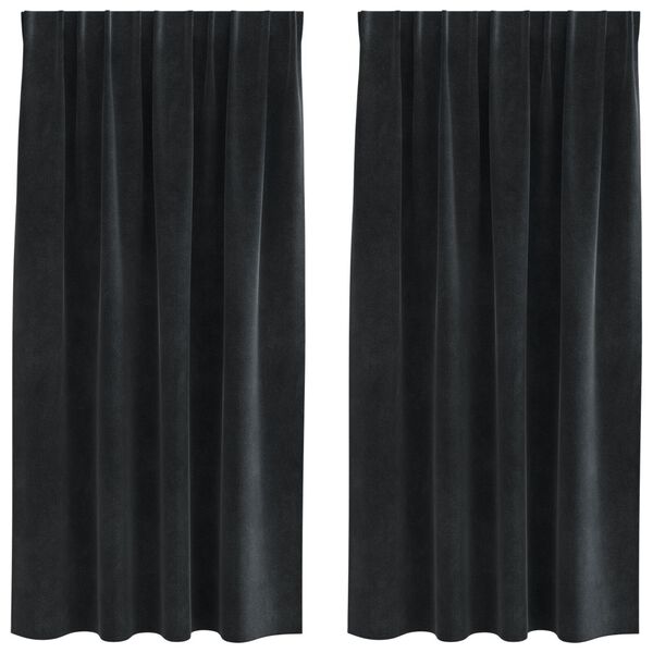 vidaXL Curtains with Curtains 2 pcs Black 55.12 x 68.90 in Velvet
