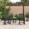 vidaXL Rocking Chair Set of 2 Black Solid Poplar Wood 17.3-20.1 in
