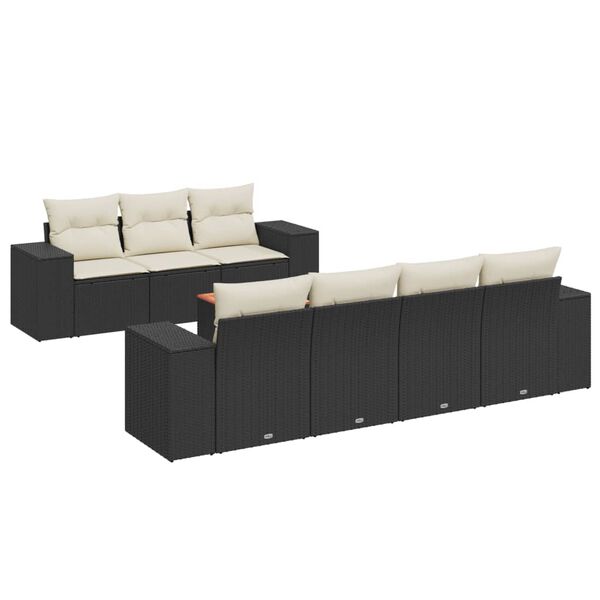 vidaXL Garden Sofa Set Black PE Rattan L 32.7 x W 24.4 x H 27.2 in
