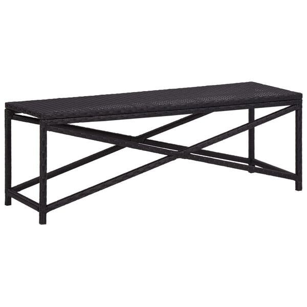 vidaXL Bench Black Poly Rattan, Powder-Coated Steel 47.2 in Durable