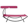 vidaXL Patio Lounge Bed with Canopy & Pillow Pink