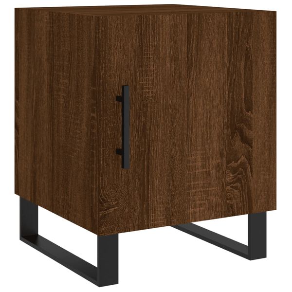 vidaXL Bedside Cabinet Brown Oak Engineered Wood, Iron Standard