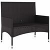 vidaXL Garden Bench Black Poly Rattan 2-seater Removable Covers Modern