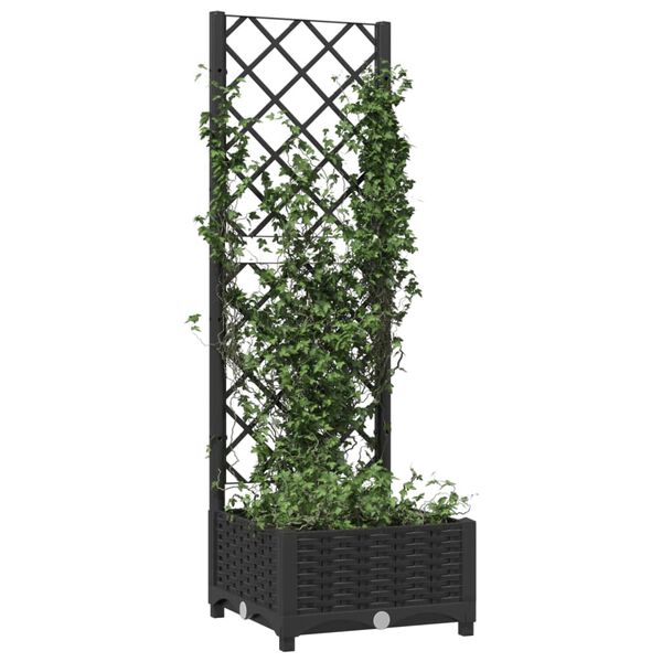 vidaXL Garden Planter Black Polypropylene 15.7 x 15.7 x 47.8 in Planters